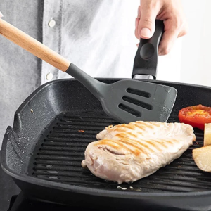 12 Pcs Silicone Kitchen Utensils Set - Heat Resistant & Non-Stick Cooking Utensils with Wooden Handles