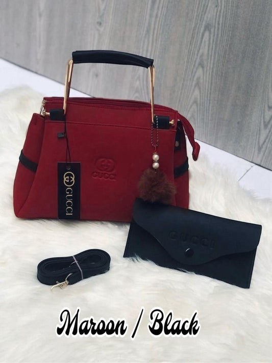 Women's Rexine Plain Hand Bag Set B-06