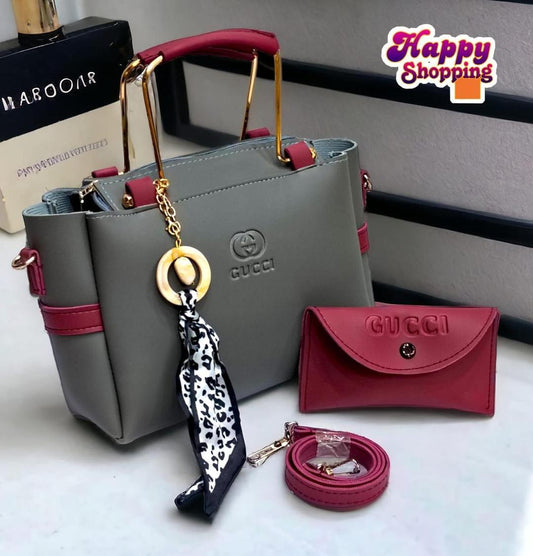 Women's Rexine Hand Bag Set - 2 Pcs - Stylish & Functional B-04