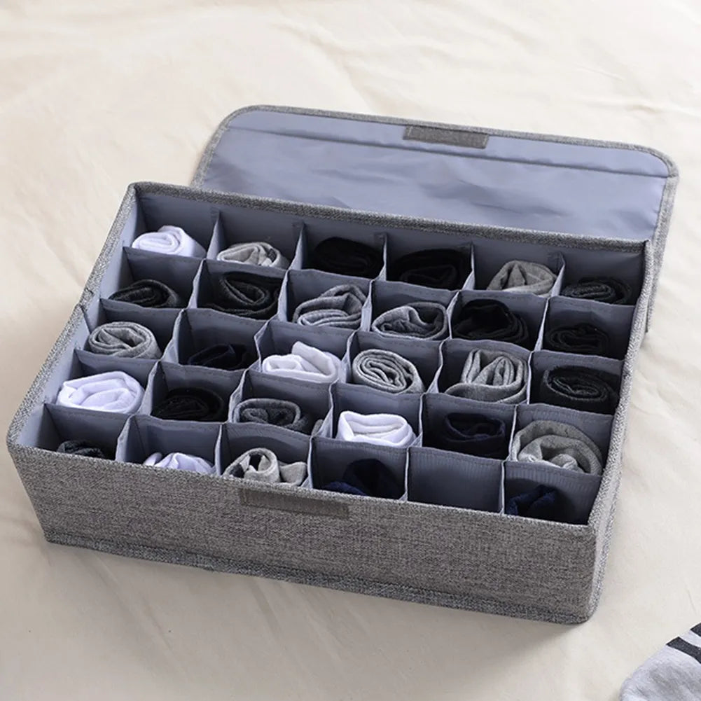 30 Grids Underwear Socks Storage Organizer With Foldable Closet Drawer Divider
