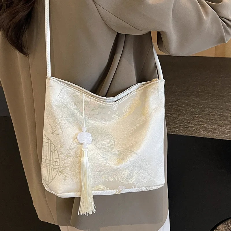 Printed Embroidery Shoulder Bag Large Capacity Handbag