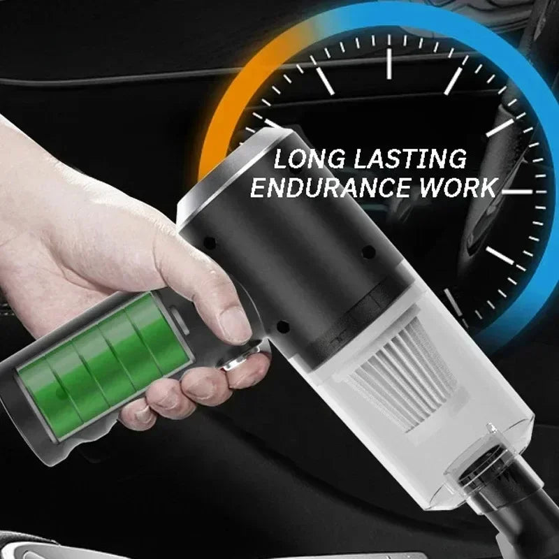 Black Portable Car Wireless Vacuum Cleaner 120W Powerful Handheld for Home & Auto.