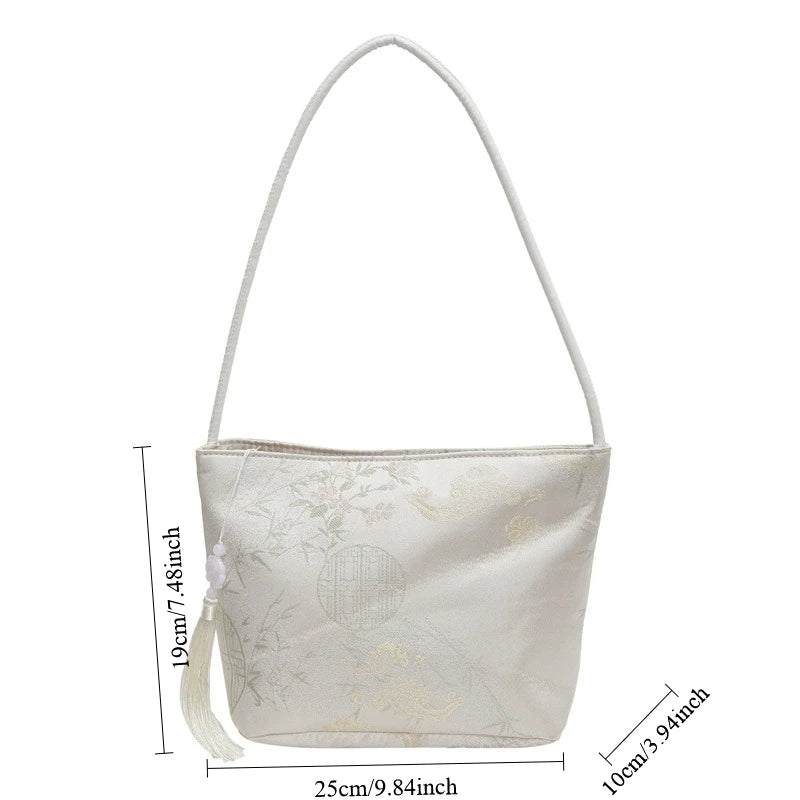 Printed Embroidery Shoulder Bag Large Capacity Handbag