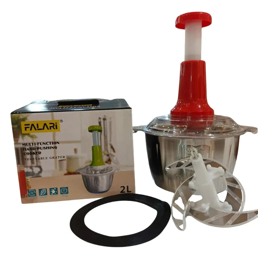Manual Food Chopper | Stainless Steel Bowl & 4 Blades