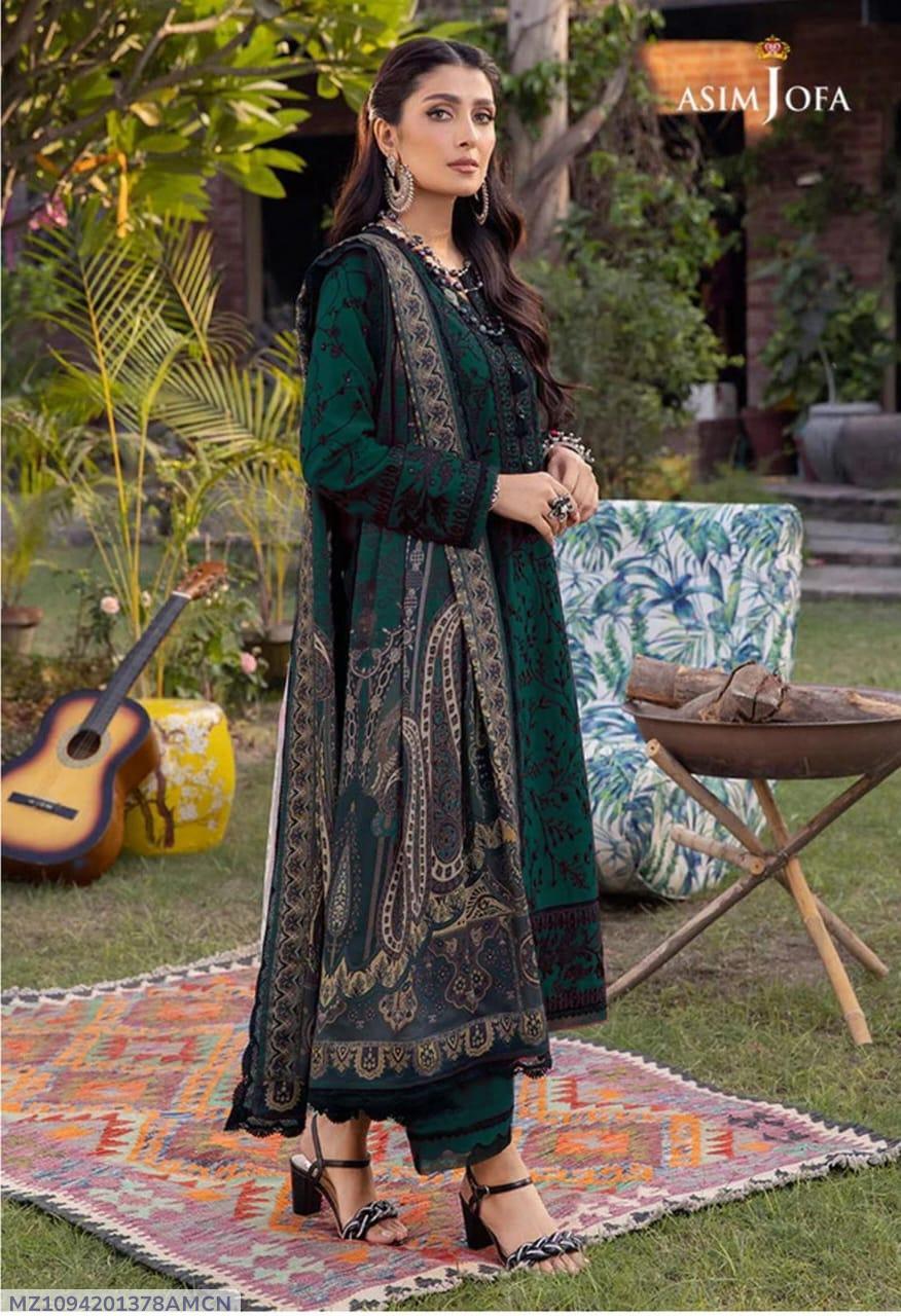 3 Pcs Women's Unstitched Embroidered Suit PKOO2