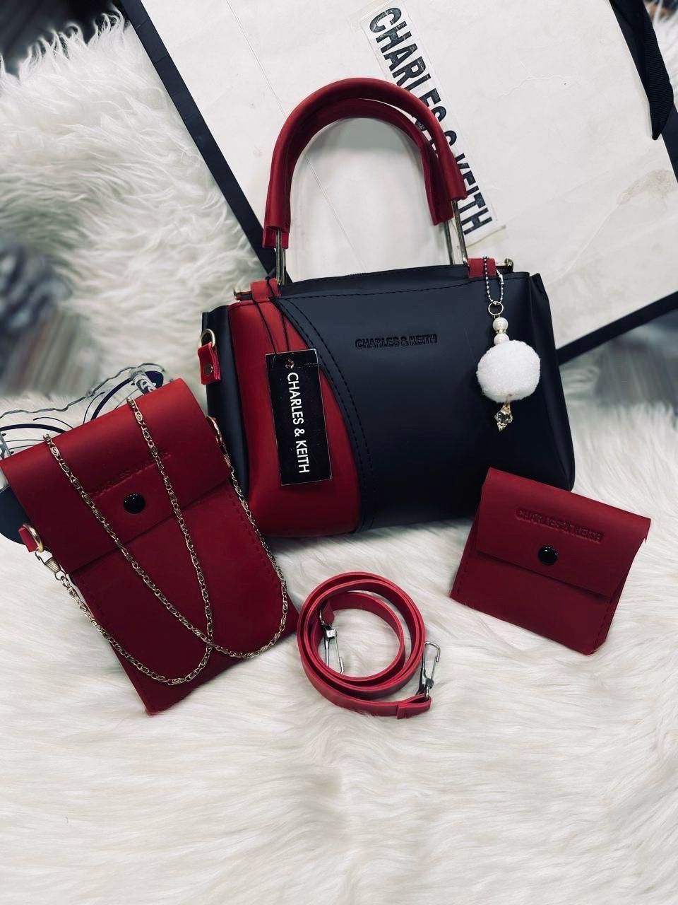 Women's Rexine Plain Hand Bag Set B-013