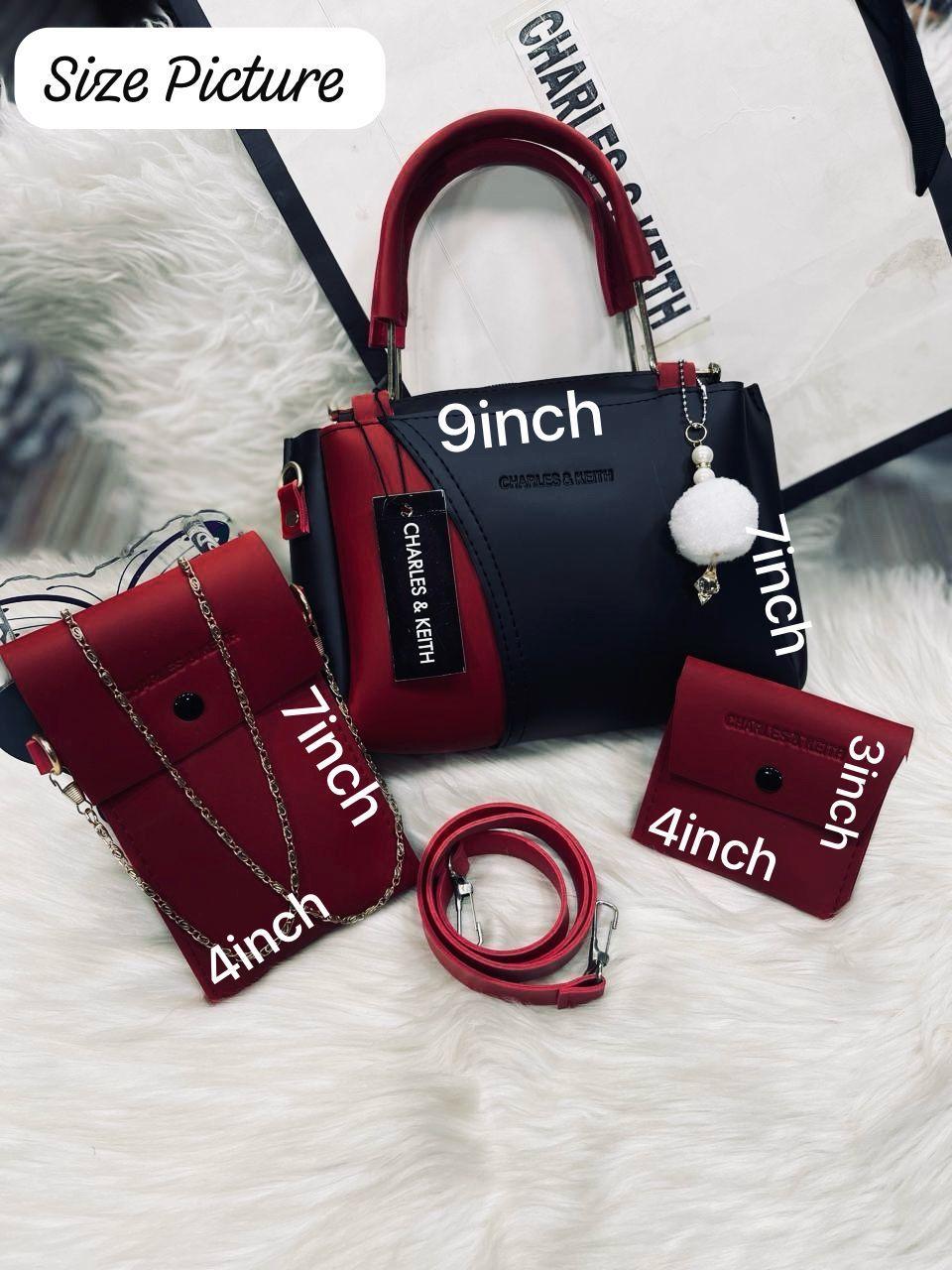 Women's Rexine Plain Hand Bag Set B-013