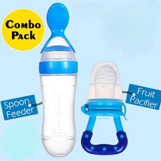 Baby Spoon Feeder Silicone Bottle + Fruit Pacifier Free